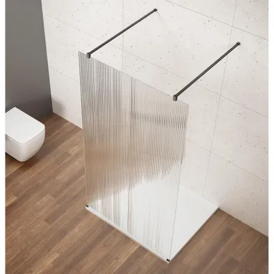 Productafbeelding van Gelco VARIO BLACK douchewand, vrijstaand, Nordic glas, 700 mm
