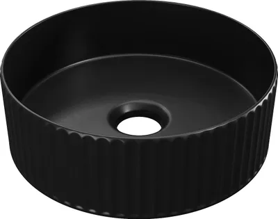 Produktbild von Aufsatzwaschbecken rund - Schwarz matt - Keramik - geriffelt - 36 cm - PEDARA