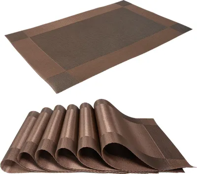Image de Intirilife 6x set de table en PVC marron - 45 x 30 cm - set de table tapis de table sous-verre essuyable résistant à la chaleur pour cuisine table à manger