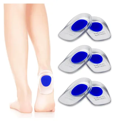 Produktbild von 3 Paar Fersensporn-Einlagen aus Silikon, Gel-Fersenkissen (L)