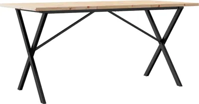 Produktbild von vidaXL Esstisch X-Gestell 140x80x75,5 cm Massivholz Kiefer & Stahl