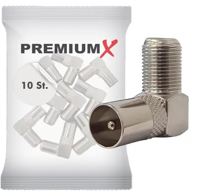 Produktbild von PremiumX 10x Sat Winkeladapter Winkelstecker TV F Buchse 90°gewinkelt für Koaxialkabel Antennenkabel