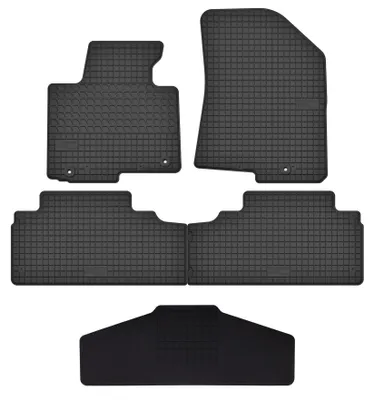 Productafbeelding van Rubberen automatten + tunnelmat voor Kia Carens IV 2013-2019 (MPV) – 5-delig, zwart, op maat – Wielganizator SolidTread