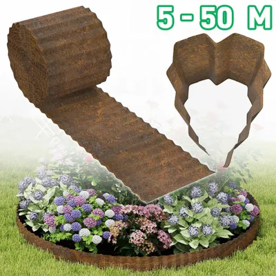 Produktbild von UISEBRT Stahl Rasenkante Naturrost Wellenform Höhe 18cm, Länge 10m Beeteinfassung Gartenbegrenzung Rasenabgrenzung