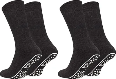 Produktbild von Tobeni 2 Paar Home Socks ABS Stoppersocken Anti-Rutsch Baumwolle Socken für Damen und Herren, Farbe:Anthrazit, Grösse:39-42