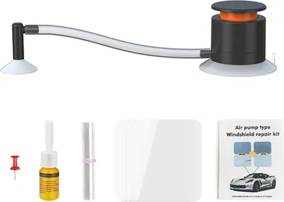 Image de Yctze Kit de r?paration de pare-brise de voiture Kit de r?paration de vitrage de voiture Outil de fixation de pare-brise pour demi-lune Cracks ?toil?s Spinn avec tuyau en silicone