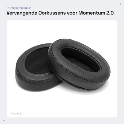 Productafbeelding van Oorkussens Vervanging - Momentum 2.0 - Hoofdtelefoonkussen - Traagschuim - Polyurethanleer - Comfortabel en duurzaam - Hoofdtelefoonkussens