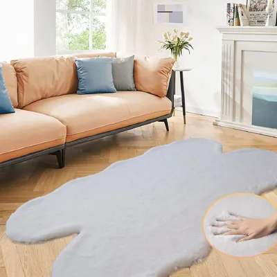 Produktbild von Fellteppich Flauschig Grau 120x180 cm Kunstfell Waschbar