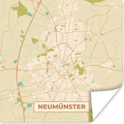 Produktbild von MuchoWow® Poster Neumünster - Jahrgang - Karte - Stadtplan 75x75 cm - Wand Dekoration