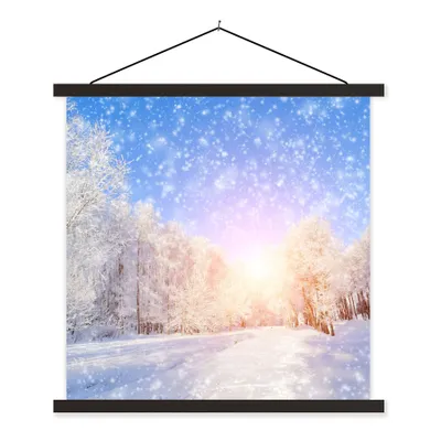 Produktbild von MuchoWow® Textilposter Schnee - Sonne - Winter 60x60 cm mit schwarzem Rahmen - Posteraufhänger