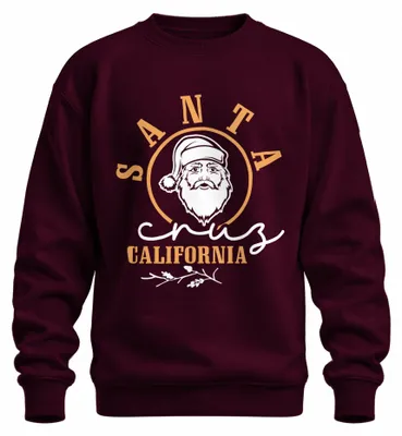 Zdjęcie produktu dla Santa Cruz California Santa Claus Christmas Beach Retro Bluza Uni , bordowy, M