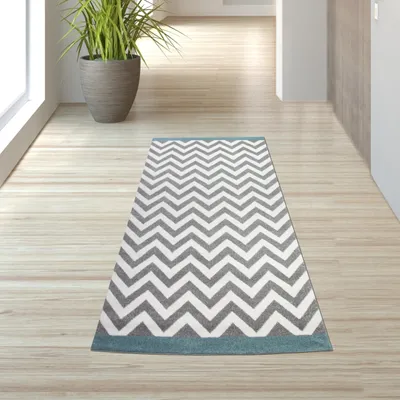 Immagine prodotto di Tappeto in stile scandinavo nei colori turchese, crema e grigio - Dimensioni: 80 x 150 cm
