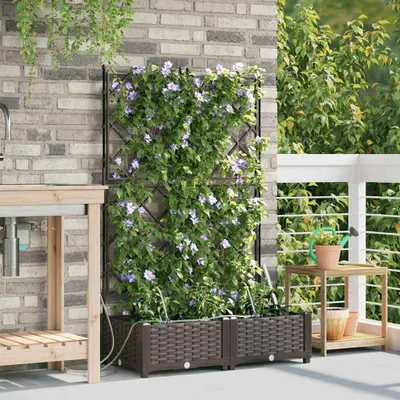 Productafbeelding van Maison Exclusive - Tuinplantpot, 2 stuks, bruin, 80 x 40 x 126 cm, PP-kunststof