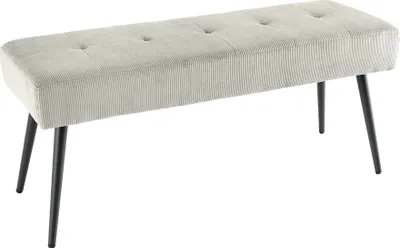 Produktbild von Design Sitzbank BOUTIQUE 100cm hellgrau Cord schwarze Metallbeine