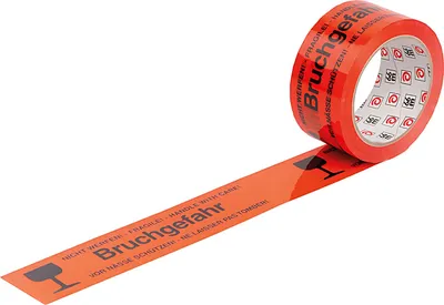 Produktbild von Wihedü 400.083 Warnband "Bruchgefahr" - orange/schwarz, 50 mm x 66 m