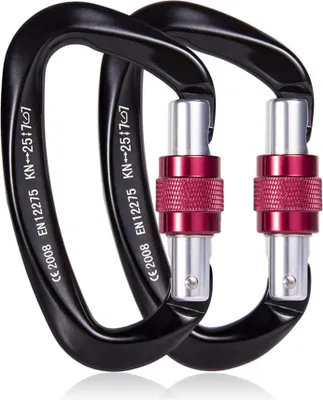 Produktbild von Verbesserter robuster Kletterkarabiner mit Schraubverschluss, großer Aluminium-D-Ring-Haken für Camping, Bergsteiger, Hängematte, Outdoor-Ausrüstung und große Tierleine