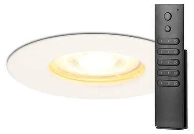 Produktbild von hoftronic LED Einbaustrahler 5W GU10 2700K IP65 Weiß dimmbar Fernbedienung