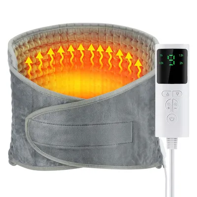 Produktbild von Elektrische Heizkissen mit Gürtel, 59x30cm,Heizgürtel mit 9 Temperaturstufen 39–55°C, Timer, waschbar, für Rücken und Taille