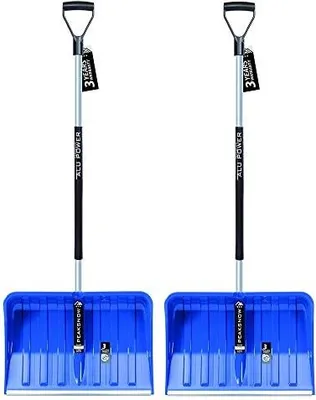 Produktbild von 2X Ergonomische Schneeschaufel - Schneeräumer Für Kleine Und Große Schneemengen Kunststoff-Blatt, Aluminiumkante, Aluminium-Stiel Mit Separatem Griffbereich