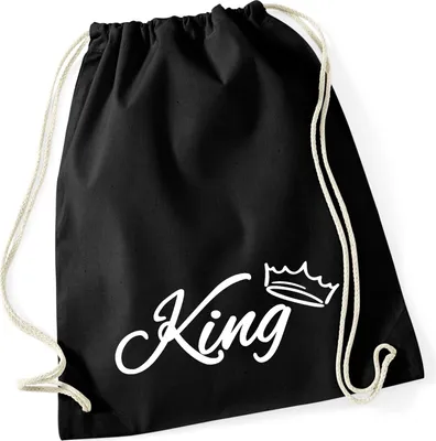 Produktbild von Huuraa Turnbeutel King Krone 12 Liter Black Baumwolle Rucksack Geschenkidee