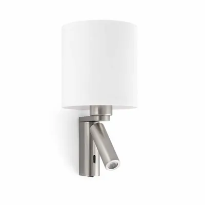 Image de Applique murale ROB avec spot de lecture LED nickel mat