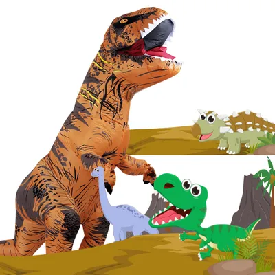 Produktbild von Peviasot Aufblasbares Kostüm Dinosaurier Erwachsene 2 m, T-Rex Kostüm mit Gebläse, Handschuhen für Halloween Fasching