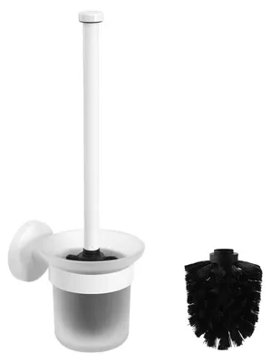 Produktbild von Klobürste mit Halter Wandmontage Ohne Bohren Edelstahl Glas Weiß Inkl. Ersatzbürste