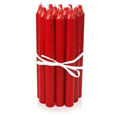 Produktbild von Dänische Premium Stabkerzen 12er Set, Leuchterkerzen, Tischkerzen, Tafelkerzen Farbe: Rot, Höhe: 18 cm