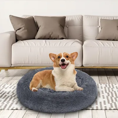 Immagine prodotto di TolleTour cane letto peluche posto letto cane cuscino gatto lavabile antiscivolo confortevole 100cm grigio scuro