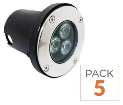 Image de Spot LED Encastrable Extérieur IP65 220V Sol 3W 80° (Lot de 5) - Blanc Neutre 4000K - 5500K
