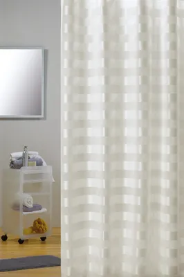 Produktbild von Cotexsa by MSV Premium Anti-Schimmel Textil Duschvorhang - Anti-Bakteriell, waschbar, 100% wasserdicht, mit 12 Duschvorhangringen - Polyester, „Amalfi“ Creme 180x200cm –  Spain