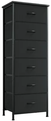 Productafbeelding van Stoffen commode met 6 lades, zwart, 30x42x115 cm