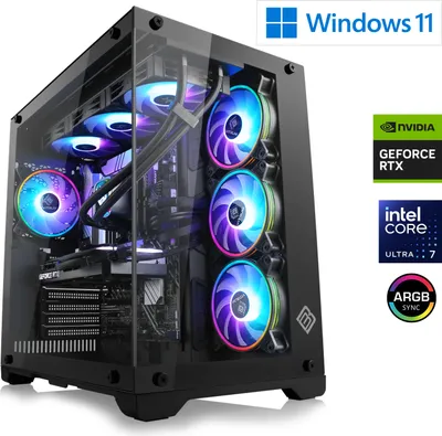 Image de PC de jeu, Intel Core Ultra 7 265KF, 3900 MHz, GeForce RTX 5070, 32 Go DDR5 RAM, 2000 Go M.2 SSD, Windows 11 Home, USB 3.2 | M11980H