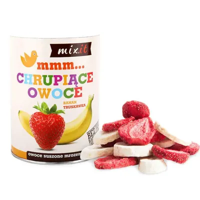 Obrázok produktu pre Mrazom sušené ovocie chrumkavé Banán jahoda 80g MIXIT