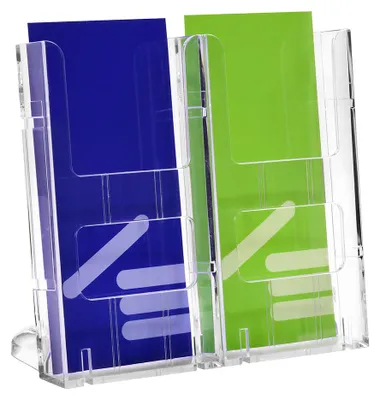 Produktbild von Tischprospektständer DIN Lang (99x210mm) mit 2 Fächer Prospektständer / Prospekthalter / Flyerständer / Flyerhalter