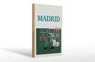 Produktbild von Holzschild Reise 20x30cm Madrid Spain Errinerungen Retro