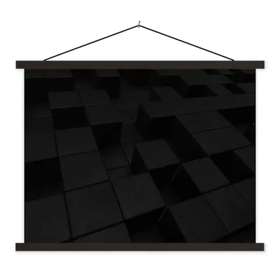 Produktbild von MuchoWow® Textilposter Würfel - Schwarz - Weiß - Muster 150x113 cm mit schwarzem Rahmen - Wohnzimmer