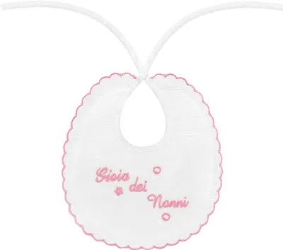 Imagen del producto de Baberos bordados, 20x18 cm, color rosa, para bebés hasta los 12 meses