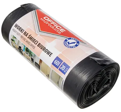 Zdjęcie produktu dla Worki na śmieci - 60 l - 20 szt. - Czarne - LDPE 20 μm - 57 x 70 cm