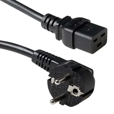 Produktbild von ACT Stromkabel Netzstecker CEE 7/7 Stecker (abgewinkelt) - C19 schwarz 1,2 m, 1,2 m, C19-Koppler, CEE7/7, 230 V, 16 A
