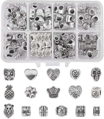 Produktbild von Tibetanische Silber Spacer Perlen mit großen Löchern für Armband