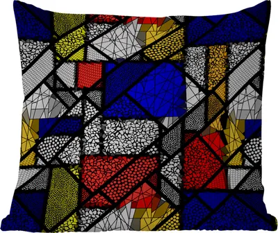 Produktbild von MuchoWow® Outdoor Kissen - Mondrian - Glasmalerei - Alte Meister - Kunstwerk - Abstrakt - Malerei - 40x40 cm - Wetterfest - Lounge Kissen - Kopfkissen - Interieur - Polster mit Bild