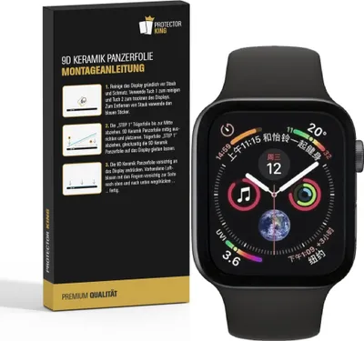 Produktbild von 2x 9D Keramik für Apple Watch 4/ 5/ 6 40 mm FULL-CURVED Panzerfolie Displayschutz Panzerschutz Schutzfolie Displayfolie Folie ANTI-SHOK ANTI-BRUCH-ANTI-STOß