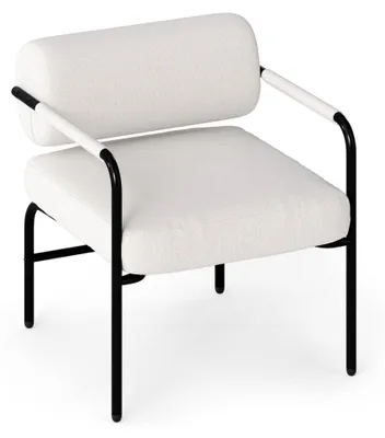 Produktbild von Loungesessel, Gepolsterter Sessel mit Rückenlehne und Armlehnen, Ergonomischer Relaxsessel, Lesesessel mit Metallrahmen, Moderner Sofastuhl, Ohrensessel für Wohnzimmer und Schlafzimmer