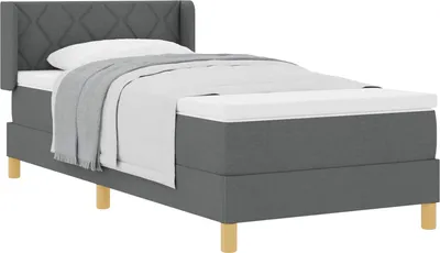 Immagine prodotto di Letto boxspring vidaXL con testiera, grigio scuro, 200 x 100 cm, tessuto