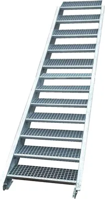 Produktbild von Stahltreppe verzinkt 12 Stufen Geschosshöhe 180-240cm / Stufenmaße 70 cm x 24 cm