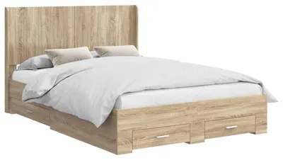 Immagine prodotto di Letto con contenitore e testiera in rovere Sonoma