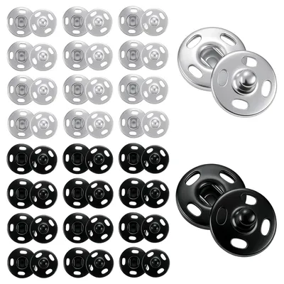 Druckknöpfe 200 Stück, 8,5 mm, Metall, Schwarz & Silber