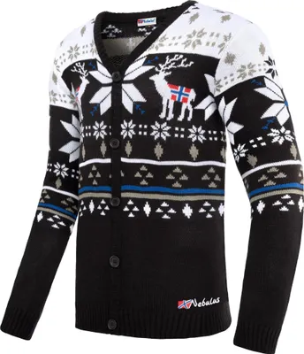Produktbild von Nebulus Norweger Strick-Cardigan, Strickjacke SCAPE Herren, Norwegerjacke , vielseitig , P6211 - Herren, schwarz-weiß, M