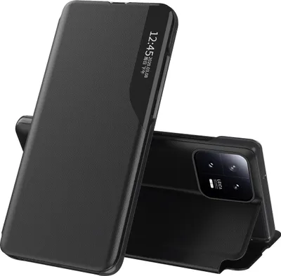 Image de Etui pour Xiaomi 13, étui en cuirPolyuréthaneavec fenêtre et fonction stand noir